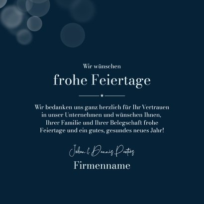 Weihnachtskarte Fotocollage kursiv dunkelblau Lichtpunkte 3