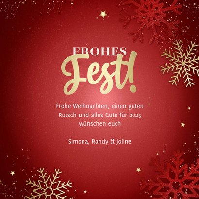 Weihnachtskarte 'Frohes Fest' Goldschrift 3