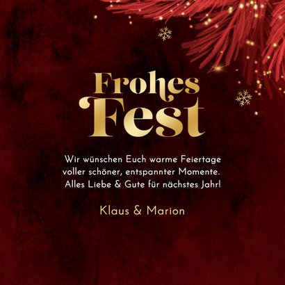 Weihnachtskarte 'Frohes Fest' rote Weihnachtskugel 3