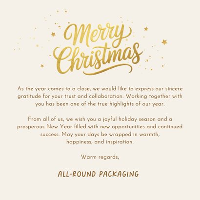 Weihnachtskarte Gabelstapler Fotocollage Firma Englisch Rückseite