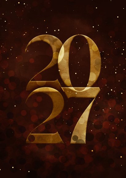 Weihnachtskarte geschäftlich dunkelrot Jahreszahl Goldlook 2