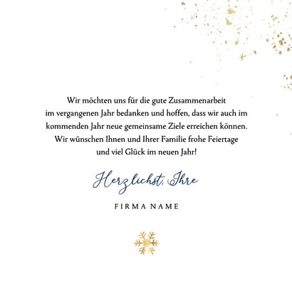 Weihnachtskarte geschäftlich Schneeflocke Gold 3