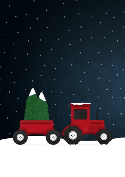 Weihnachtskarte geschäftlich Traktor mit Weihnachtsbaum 2