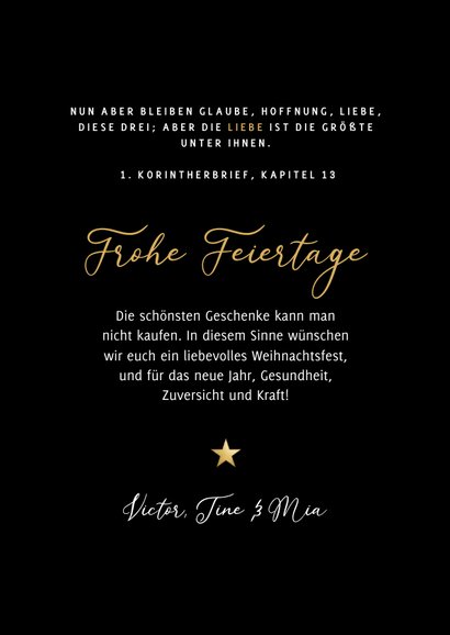 Weihnachtskarte Glaube, Hoffnung, Liebe 3