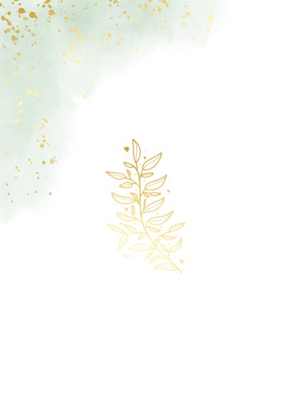 Weihnachtskarte goldener Zweig grün Aquarell 2