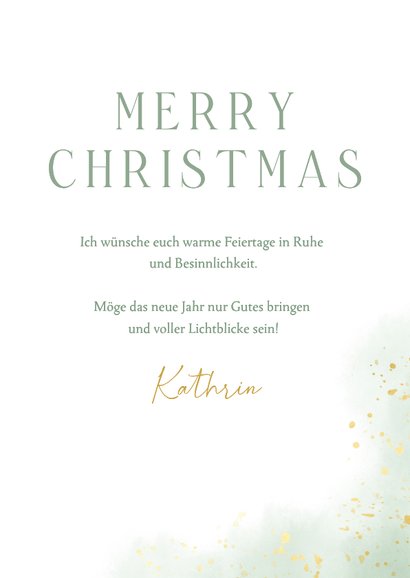 Weihnachtskarte goldener Zweig grün Aquarell 3