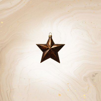 Weihnachtskarte Goldornamente Weihnachtskugel mit Foto Rückseite