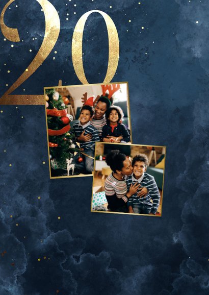 Weihnachtskarte große Jahreszahl Gold 2