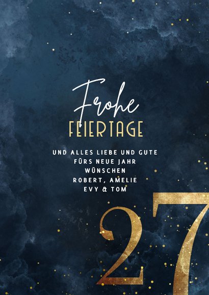 Weihnachtskarte große Jahreszahl Gold 3