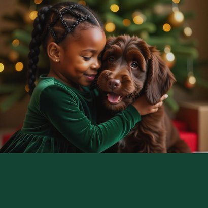 Weihnachtskarte großes Foto Goldschrift auf grün 2