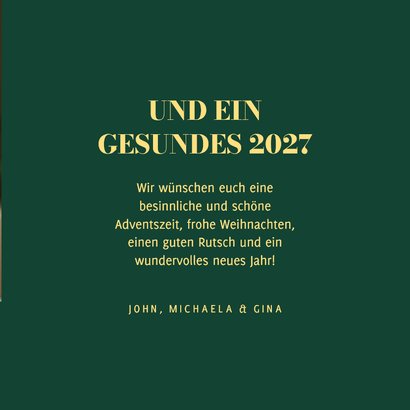 Weihnachtskarte großes Foto Goldschrift auf grün 3