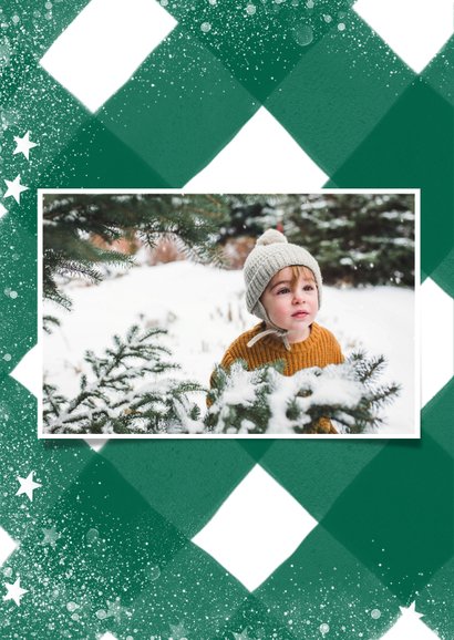 Weihnachtskarte grün mit Foto, Sternen & Glitzer 2