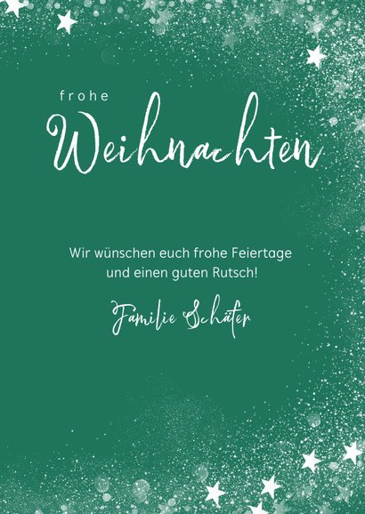 Weihnachtskarte grün mit Foto, Sternen & Glitzer 3