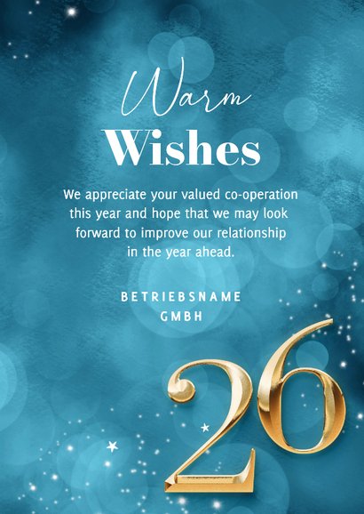 Weihnachtskarte Grüße geschäftlich goldene 2026 englisch 3