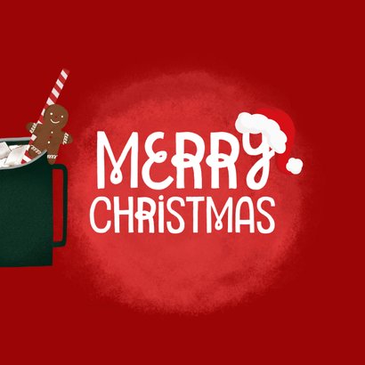 Weihnachtskarte heißer Kakao mit Zimtstangen und Lebkuchen 2