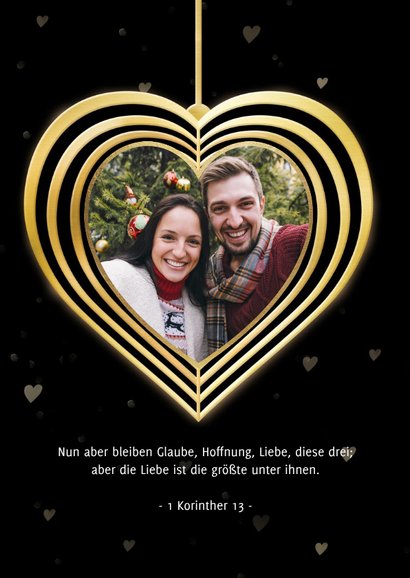Weihnachtskarte Herzanhänger Goldlook 2