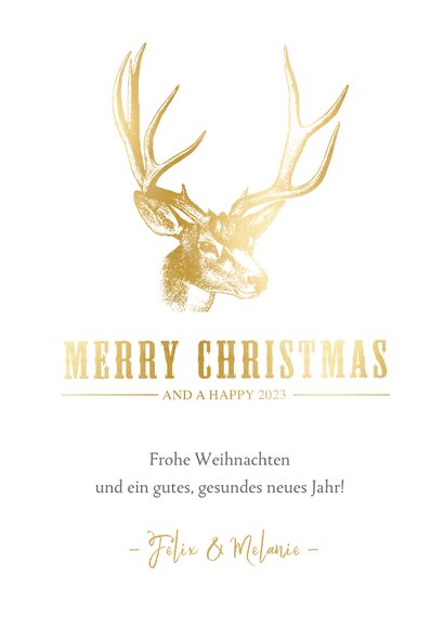 Weihnachtskarte Hirsch in Goldlook 3