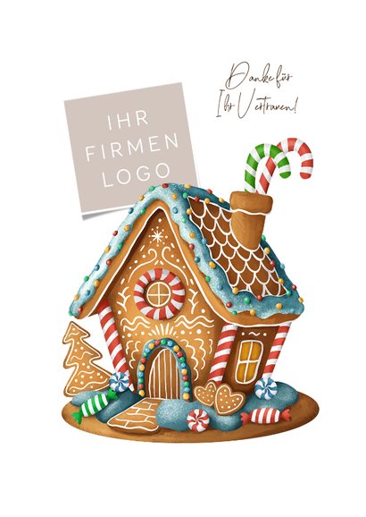 Weihnachtskarte Immobilienmakler Lebkuchenhaus 2