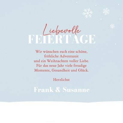 Weihnachtskarte Kaninchen mit Schal und Geschenk 3