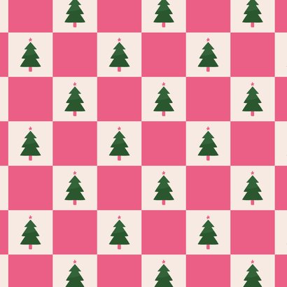 Weihnachtskarte Karomuster Weihnachtsbäume mit Foto Rückseite