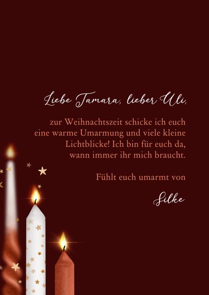 Weihnachtskarte Kerzen 'viele Lichtblicke' 3