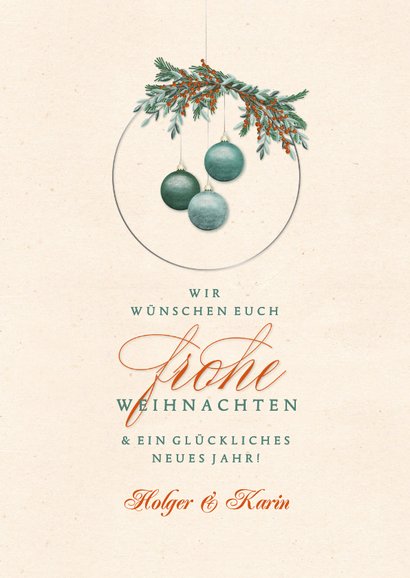 Weihnachtskarte Kranz mit Kugeln 3