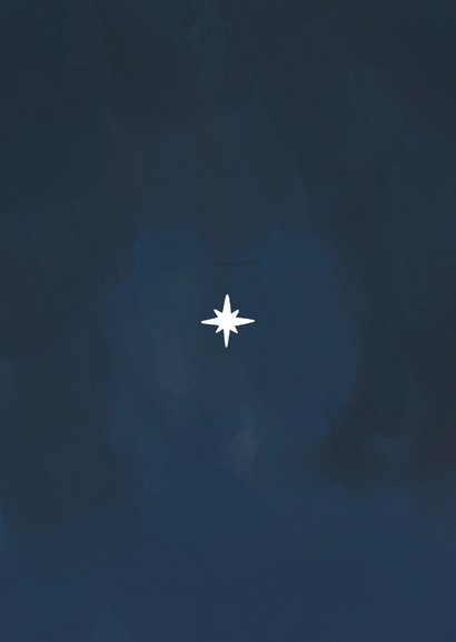 Weihnachtskarte Krippe Stall blauer Nachthimmel Stern Rückseite