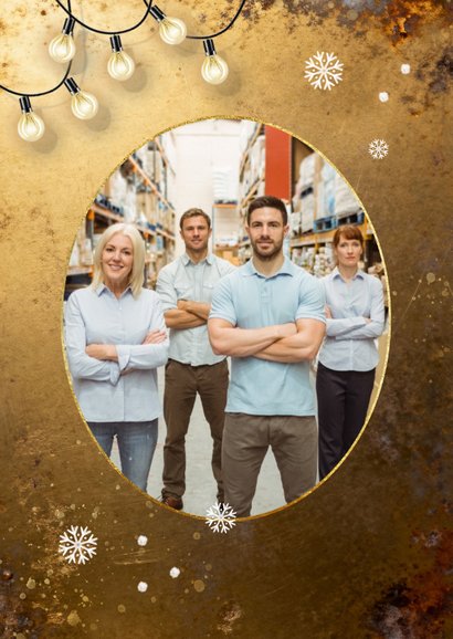 Weihnachtskarte Lichterkette 2026 mit Logo Goldoptik 2