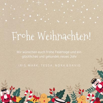 Weihnachtskarte mit 3 Fotos und lustigen Illustrationen 3