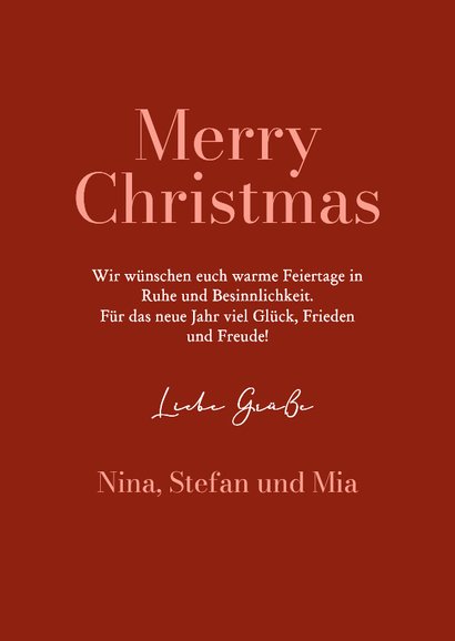 Weihnachtskarte mit Foto Bogen und Schleife auf rot 3