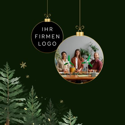Weihnachtskarte mit Geschäftslogo Tannenwald 2