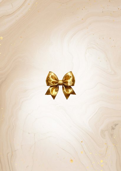 Weihnachtskarte mit goldener Christbaum Kugeln und Schleifen Rückseite