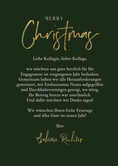 Weihnachtskarte Mitarbeiter Zweig, Foto 'Merry Christmas' 3