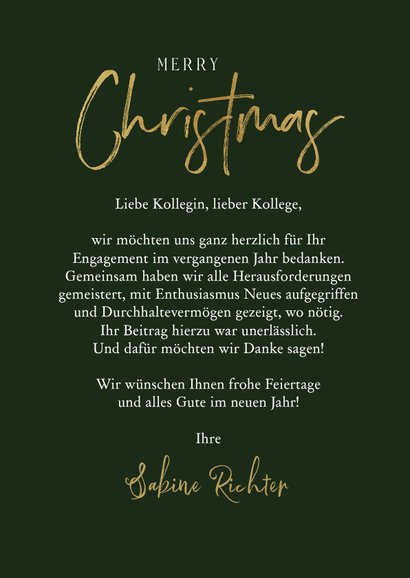 Weihnachtskarte Mitarbeiter Zweig, Foto 'Merry Christmas' 3