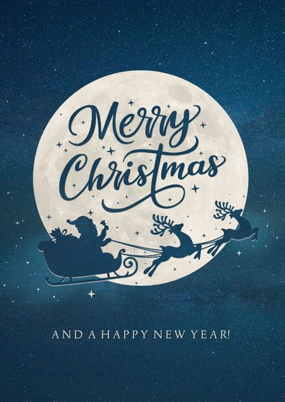 Weihnachtskarte Mond und Silhouette merry christmas 2