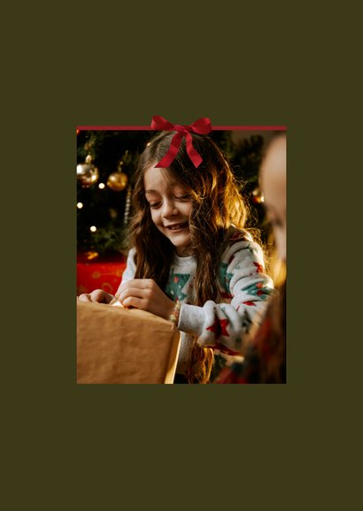 Weihnachtskarte olivgrün Foto mit Schleife 2