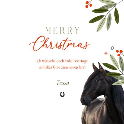 Weihnachtskarte Pferd und Weihnachtszweige 3