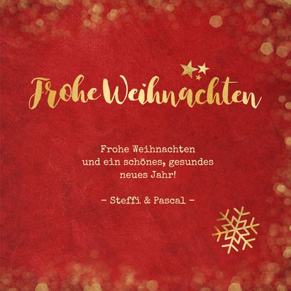 Weihnachtskarte rot mit Goldkonfetti und Fotos 3