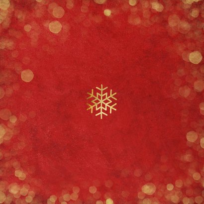 Weihnachtskarte rot mit Goldkonfetti und Fotos Rückseite