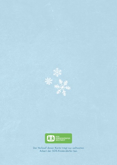 Weihnachtskarte Schneeengel 'Joy and Peace' SOS Kinderdörfer Rückseite