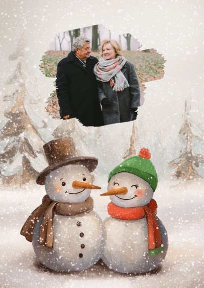 Weihnachtskarte Schneemann & Schneefrau 2
