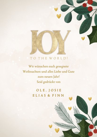 Weihnachtskarte Schrift 'Joy' & Zweige 3