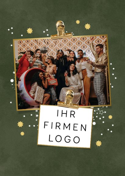 Weihnachtskarte Tannenbaum '26 und Sterne in Gold 2