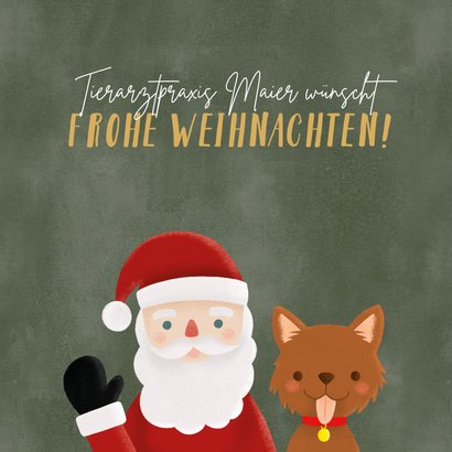 Weihnachtskarte Tierarztpraxis Weihnachtsmann & Hund 2