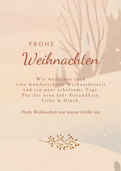 Weihnachtskarte Vogel & Schneelandschaft 3