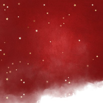 Weihnachtskarte Wasserfarbe rot, Sterne und großes Foto Rückseite