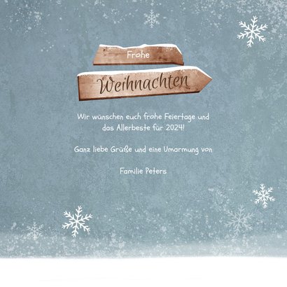 Weihnachtskarte Wegweiser und Schneeflocken 3