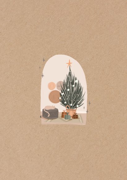 Weihnachtskarte Weihnachtsbaum & Katze Rückseite