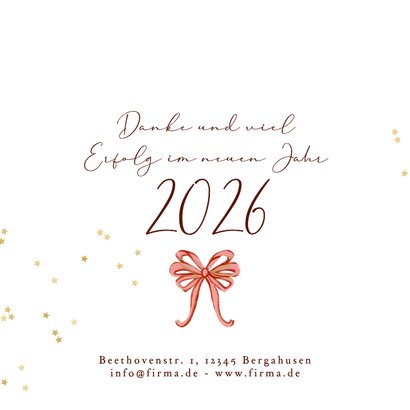 Weihnachtskarte Weihnachtskranz mit Schleifen rosa bunt Logo 2