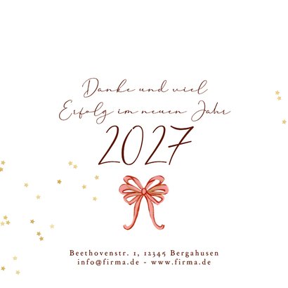 Weihnachtskarte Weihnachtskranz mit Schleifen rosa bunt Logo 2